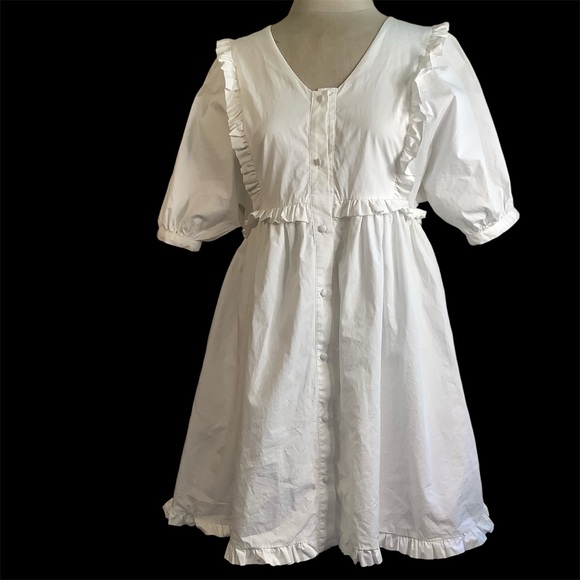 English Factory White Babydoll Dress Ruffled Edge Castlecore Rococo Revival - Picture 1 of 7